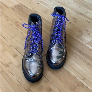 Metallic Combat Boots